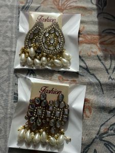 Elegant Pearl Drop Earrings 2pair combo