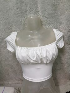 Chic White Square Neck Crop Top ✨