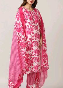 Pink Floral Kurta Set - 38 Size