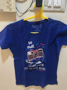 Cute Blue Camera Graphic T-Shirt