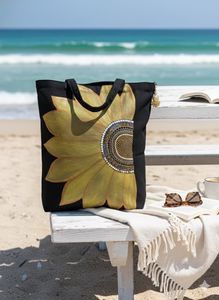 hand painted sunflower tote bag
