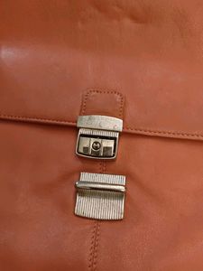 Unique Orange Color Genuine Leather Satchel Bag!