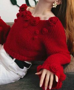 Crochet Red Rose Sweater