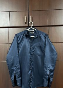 Men's Navy Satin shirt for wedding & party