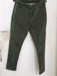 Olive Green Colour Denim Jeans