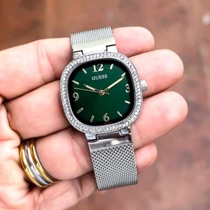 Guess Silver & Green Crystal Watch