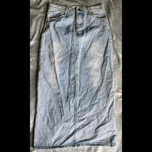 12286. Light Wash Denim Maxi Skirt