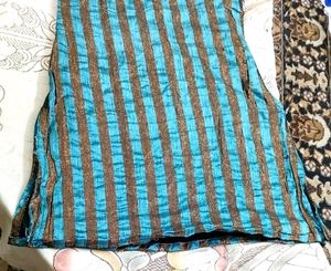 🇬🇧Teal and Gold Striped Kurti with Paisley Print