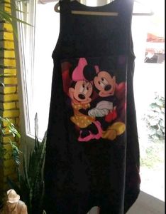 Minnie Mouse Graphic Print Black Dress