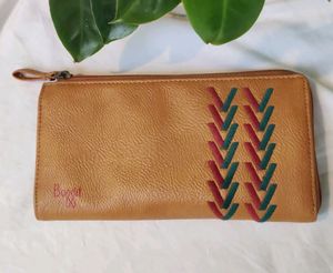 Tan Brown Zipper Wallet By Baggit