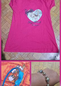 Barbie T-Shirt with Polkadot hairband and Bracelet