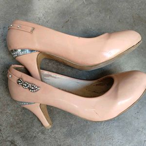 Elegant Nude Pink Heels with Embellishments