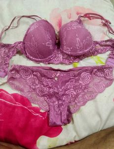 Mauve Lace Bra and Panty Set