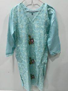 Sky Blue Embroidered Kurta with Dupatta