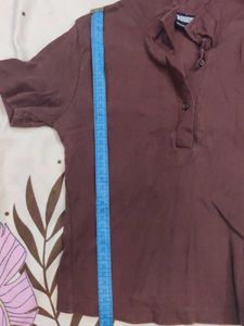 Bonkers Chic Brown Collared Crop Top