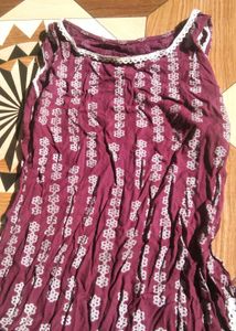 Maroon Printed Kurta