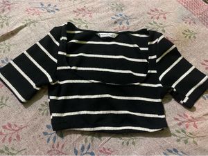 Striped Black Crop Top