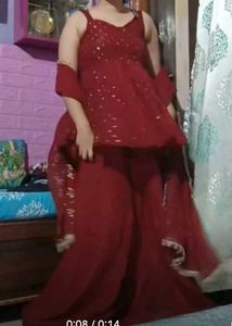 Elegant Red Sharara Set