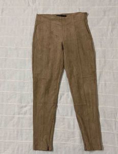 Zara Suede Ankle Zip Pants
