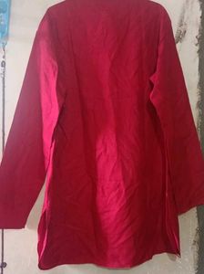 Vibrant Red full sleeves men's Cotton Kurta