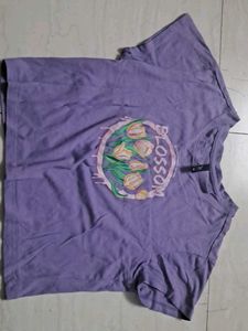 Cute Purple Floral Print T-Shirt
