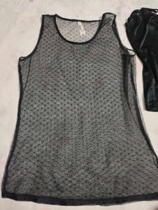 Sheer Black Polka Dot Tunic Top