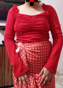 red full sleeves top