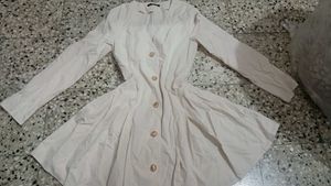 Unused Elegant White Button-Down Pleated Dress