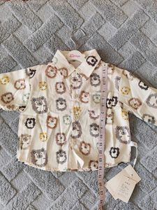 Cute Hedgehog Print Button-Up Shirt