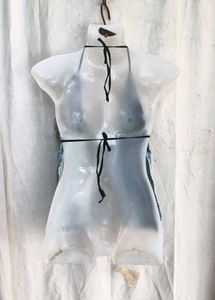 69. Denim &amp; Gold Chain Halter Top