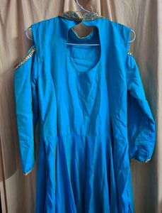 Blue Embroidered Anarkali Maxi Gown