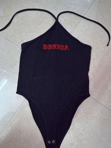 Black "Bonita" Graphic Bodysuit