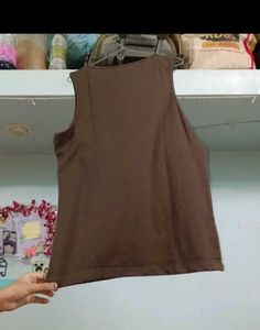 Graphic Print Brown Tank Top