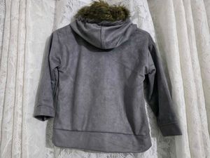 Velvet Grey Cat Print Hoodie