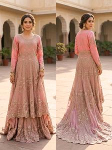 Elegant Pink Embroidered Gown