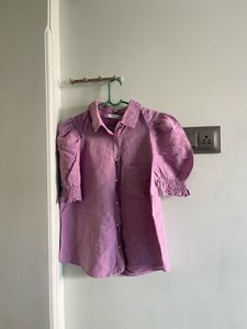 Zara Chic Puff Sleeve Button-Up Top