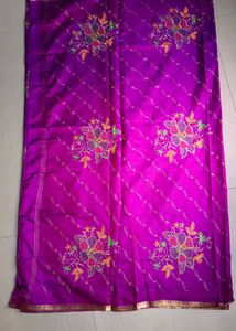 Purple Colour Embroidery Saree