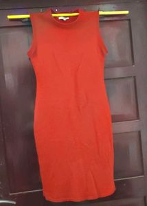 Vibrant Red Sleeveless Knit Dress