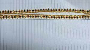 Gold-Plated Anklets with Red &amp; Green Stones