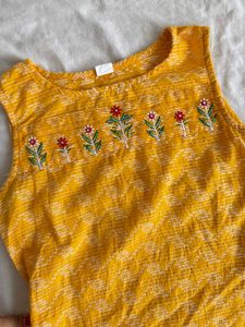 Vibrant Yellow Embroidered Kurta