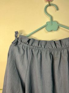 Off Shoulder Ruffled Blue Top