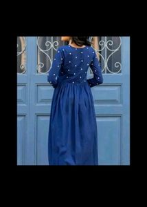 Elegant Blue Polka Dot Kurta