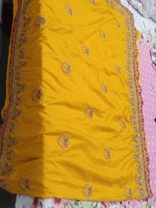 Elegant Yellow Embroidered Saree