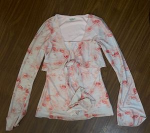 Littlebox Pink Floral Tie-Front Top