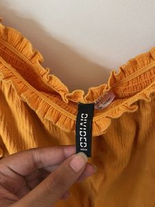 Chic Mustard Yellow Bardot Top