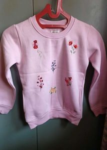 Pink Embroidered Floral Sweatshirt