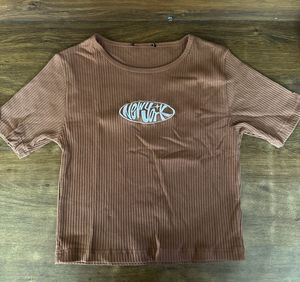 Zudio Brown Ribbed Top