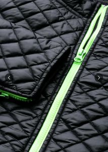 Quilted Bomber Jacket with Neon Zip