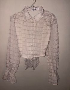 🔴CLEARANCE SALE 🔴Sheer Striped Button-Up Blouse