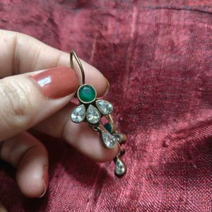 Emerald &amp; Crystal Drop Earrings
